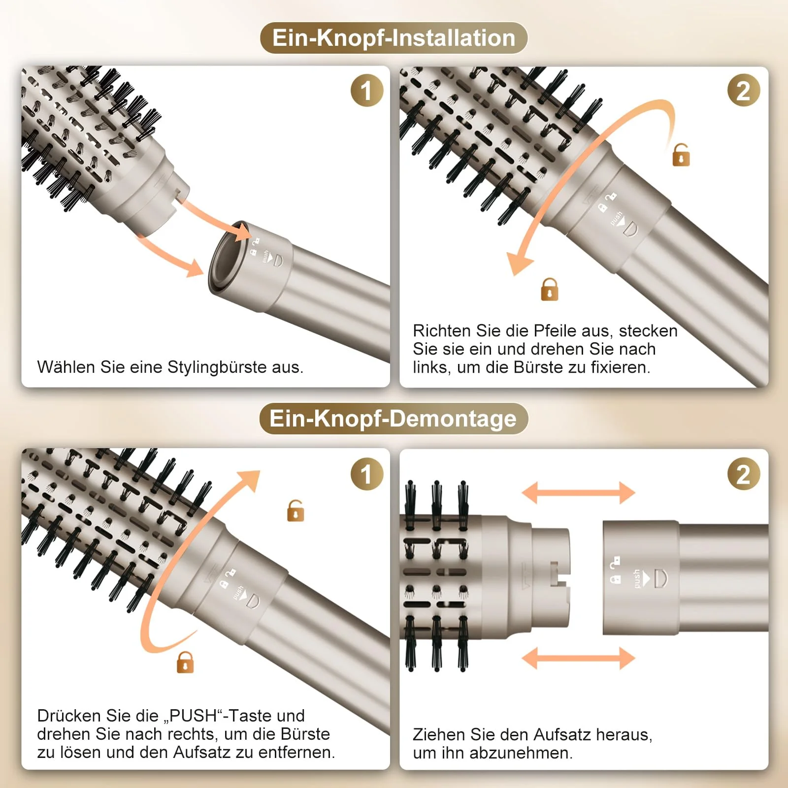 7MAGIC 6 in 1 Airstyler, Hairstyler, Lockenstab Auto-Wrap, Stylen Sie Beach Wave, Ionen Föhn, Professioneller Rundbürstenföhn,Glätteisen, für Besondere Anlässe, Reisen - Image 2