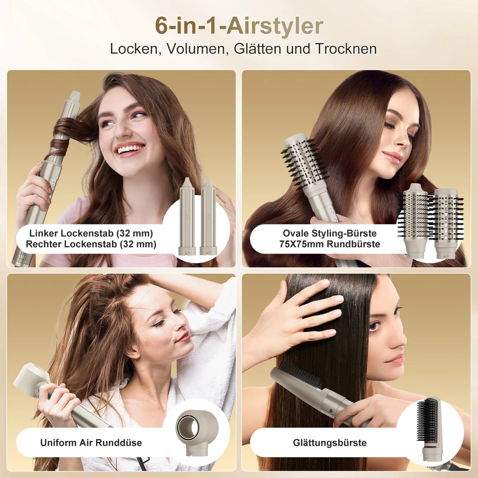 7MAGIC 6 in 1 Airstyler, Hairstyler, Lockenstab Auto-Wrap, Stylen Sie Beach Wave, Ionen Föhn, Professioneller Rundbürstenföhn,Glätteisen, für Besondere Anlässe, Reisen - Image 9