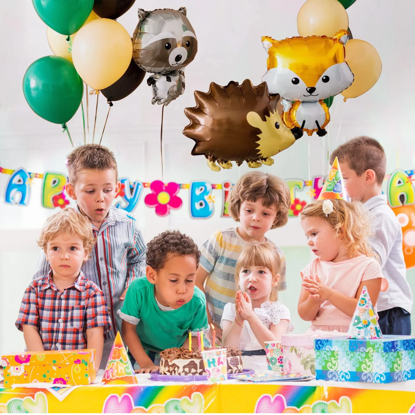 8 Stück Folienballon Waldtiere, XXL Waschbär Hirsch Eule Eichhörnchen Luftballon, Tierkopf Riesenballon, Helium Ballons Tiere, Waldtiere Ballon für Kinder Geburtstag Party Deko Geschenk - Image 3