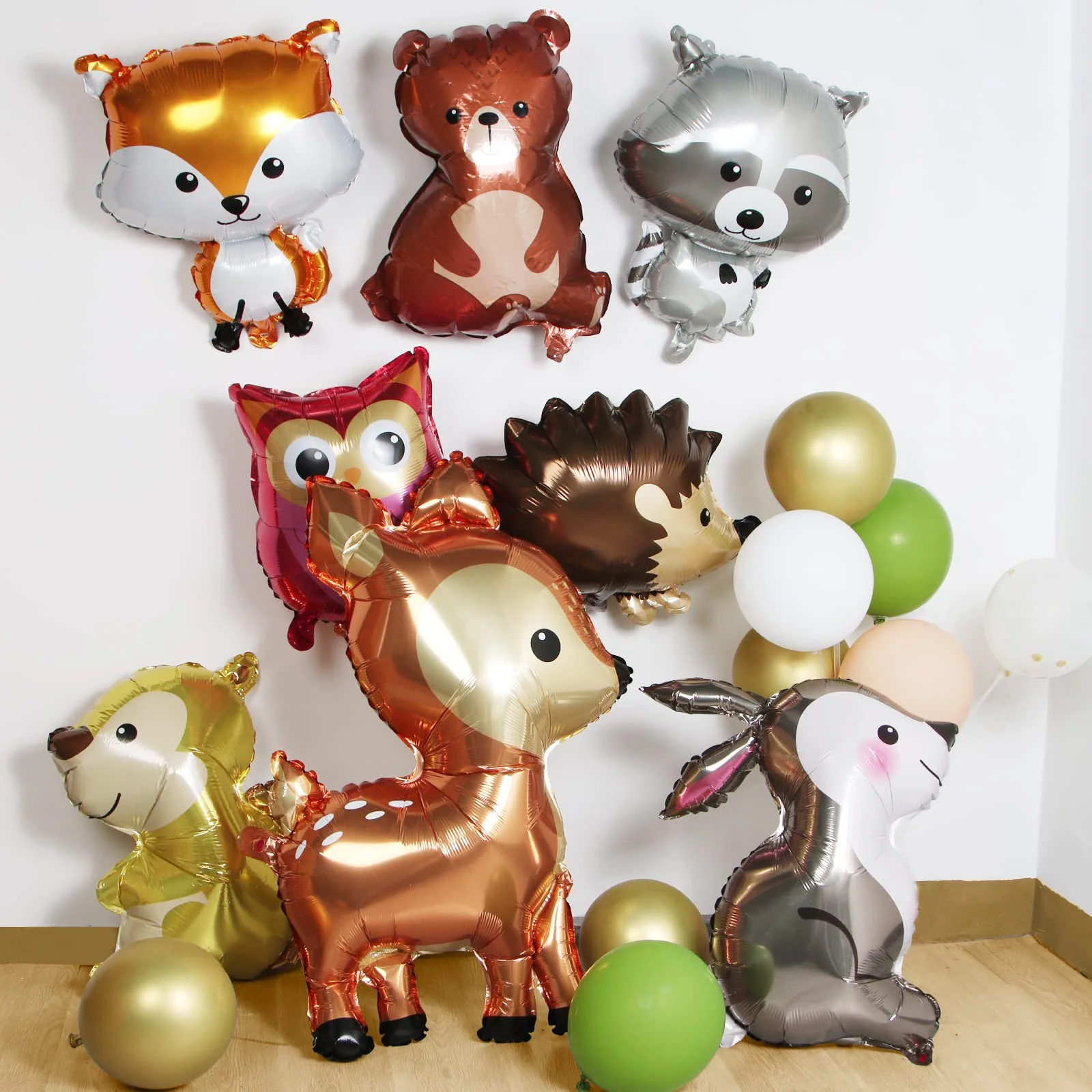 8 Stück Folienballon Waldtiere, XXL Waschbär Hirsch Eule Eichhörnchen Luftballon, Tierkopf Riesenballon, Helium Ballons Tiere, Waldtiere Ballon für Kinder Geburtstag Party Deko Geschenk - Image 4
