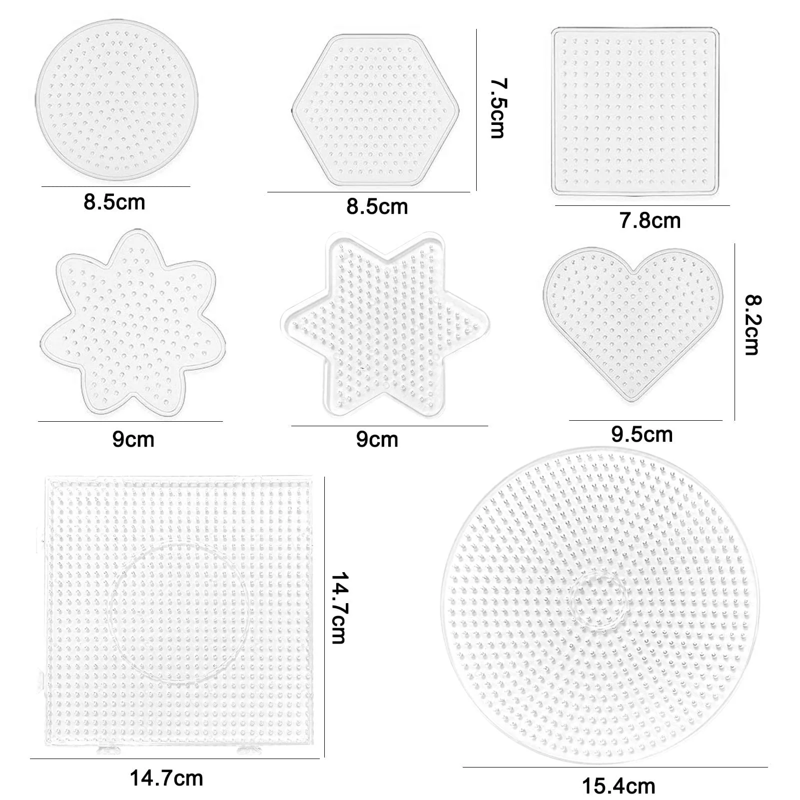 8 Stücke Bügelperlen Steckplatte Set - Quadratische Perlenplatte, Transparente Stiftplatten für Perlen - Image 6