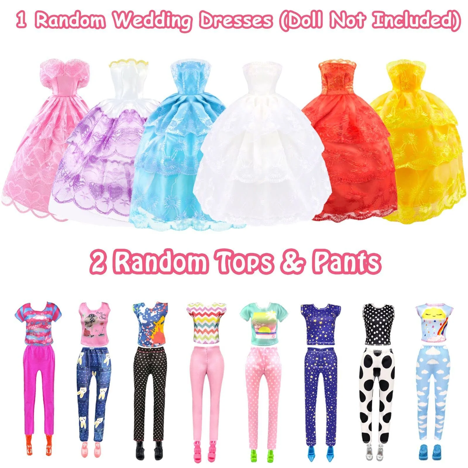 84 Kleidung für Puppen kleiderschrank Kleidung Schmuck Zubehör für 11,5 Zoll Puppe Dress Up Set mit Hochzeitskleid Kleider Oberteile Hosen Schuhe Kleiderbügel Taschen Geschenk Spielzeug für Mädchen - Image 6