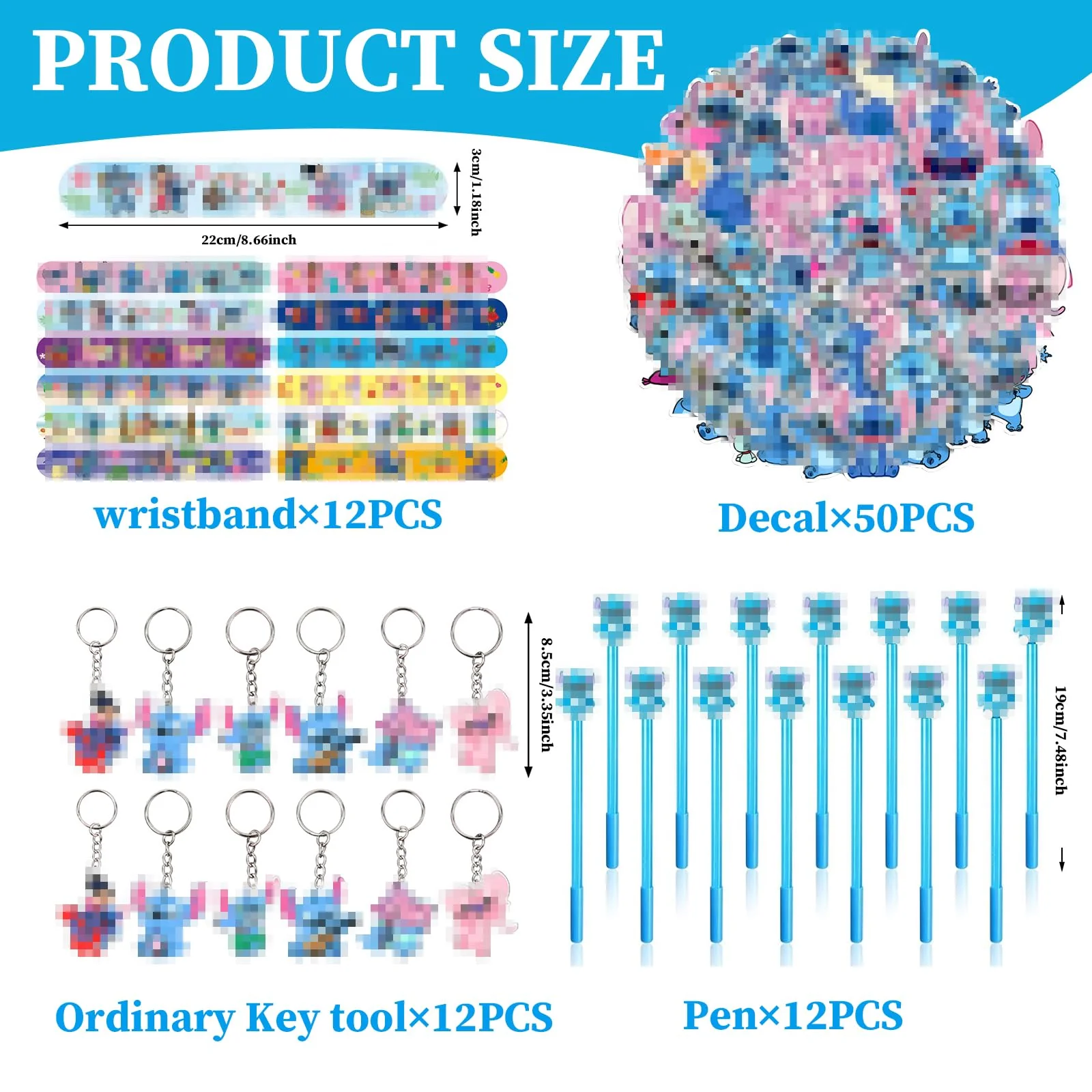 86PCS Cartoon Thema Kindergeburtstag Mitgebsel Set, Party Mitgebsel Mit Armbänder Schlüsselanhänger Stifte Aufkleber Für Party Kleine Gastgeschenke Give Aways - Image 7