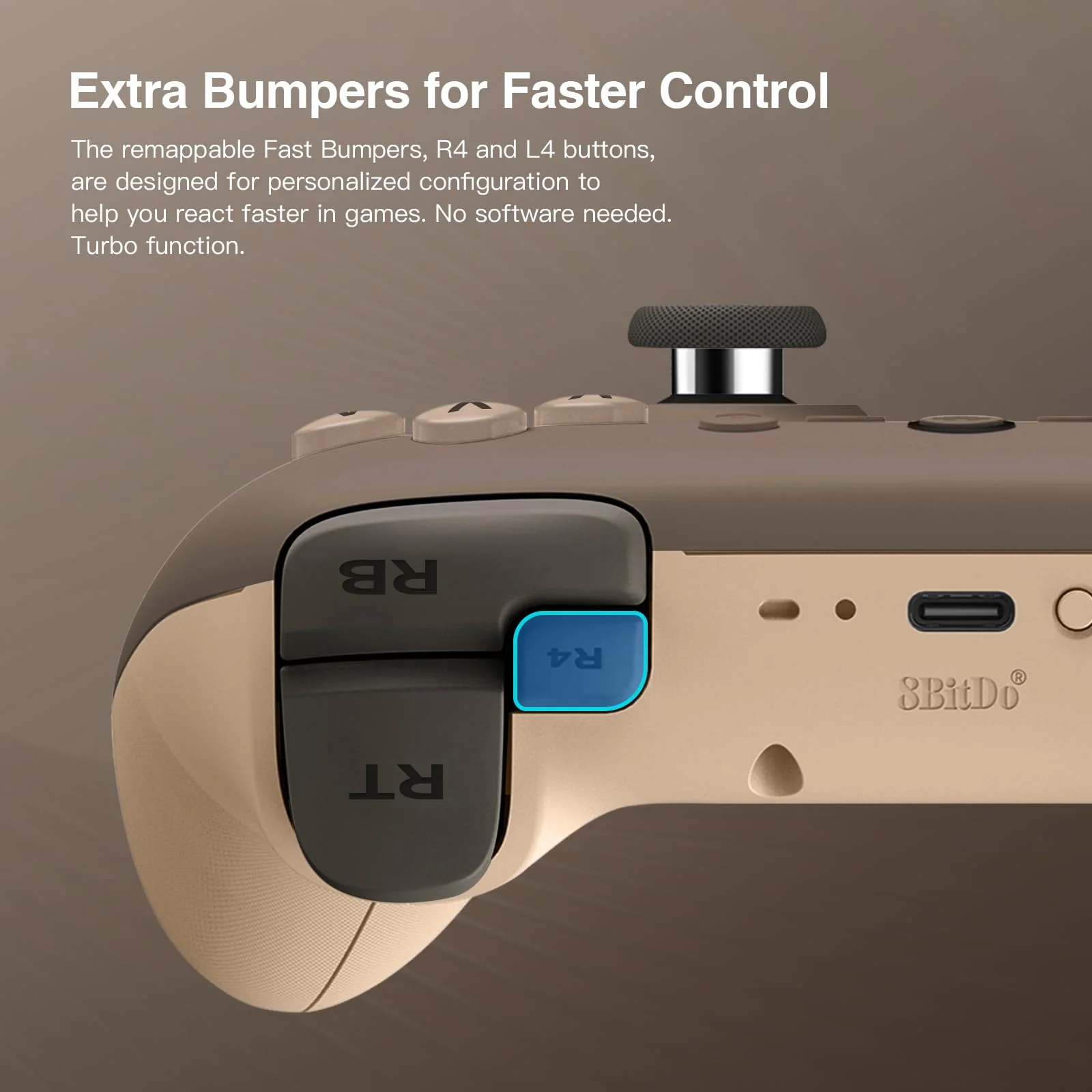 8bitdo Ultimate 2C Wireless Controller für Windows-PC und Android, mit 1000 Hz Abfragerate, Hall-Effekt-Joysticks und Hall-Triggern und Neu Belegbaren L4/R4-Stoßfängern, Turbofunktion (Brownie) - Image 2