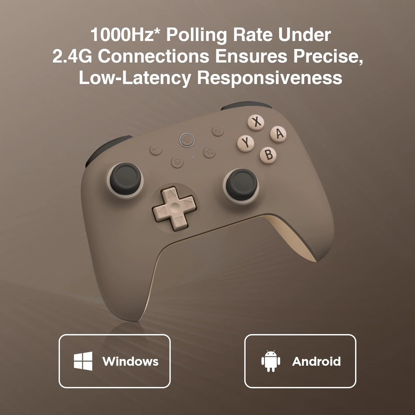 8bitdo Ultimate 2C Wireless Controller für Windows-PC und Android, mit 1000 Hz Abfragerate, Hall-Effekt-Joysticks und Hall-Triggern und Neu Belegbaren L4/R4-Stoßfängern, Turbofunktion (Brownie) - Image 3