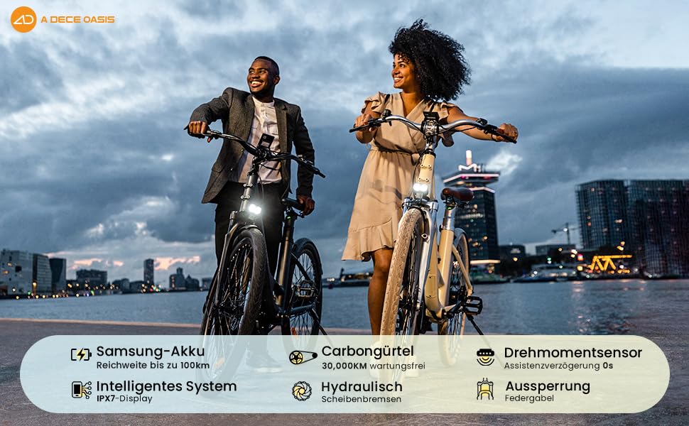 A Dece Oasis ADO e Bike 28 Zoll, E-Bike Air 28 Elektrofahrrad,345,00 Wh Akku, ebike Damen/Herren,1 Gang,Momenten-Sensor, Riemenantrieb,ADO Smart APP,3,5-Zoll-IPS-Display (Yellow) - Image 3