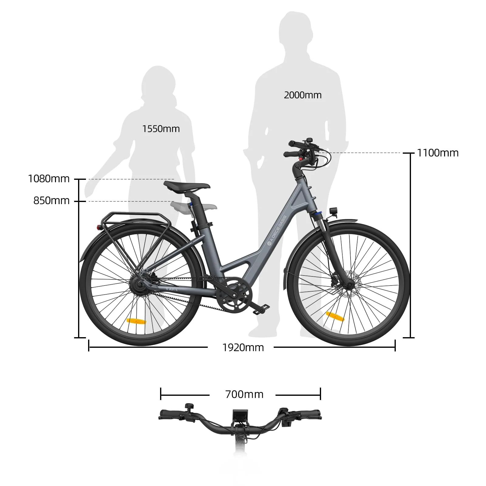 A Dece Oasis ADO e Bike 28 Zoll, E-Bike Air 28 Elektrofahrrad,345,00 Wh Akku, ebike Damen/Herren,1 Gang,Momenten-Sensor, Riemenantrieb,ADO Smart APP,3,5-Zoll-IPS-Display (Yellow) - Image 5