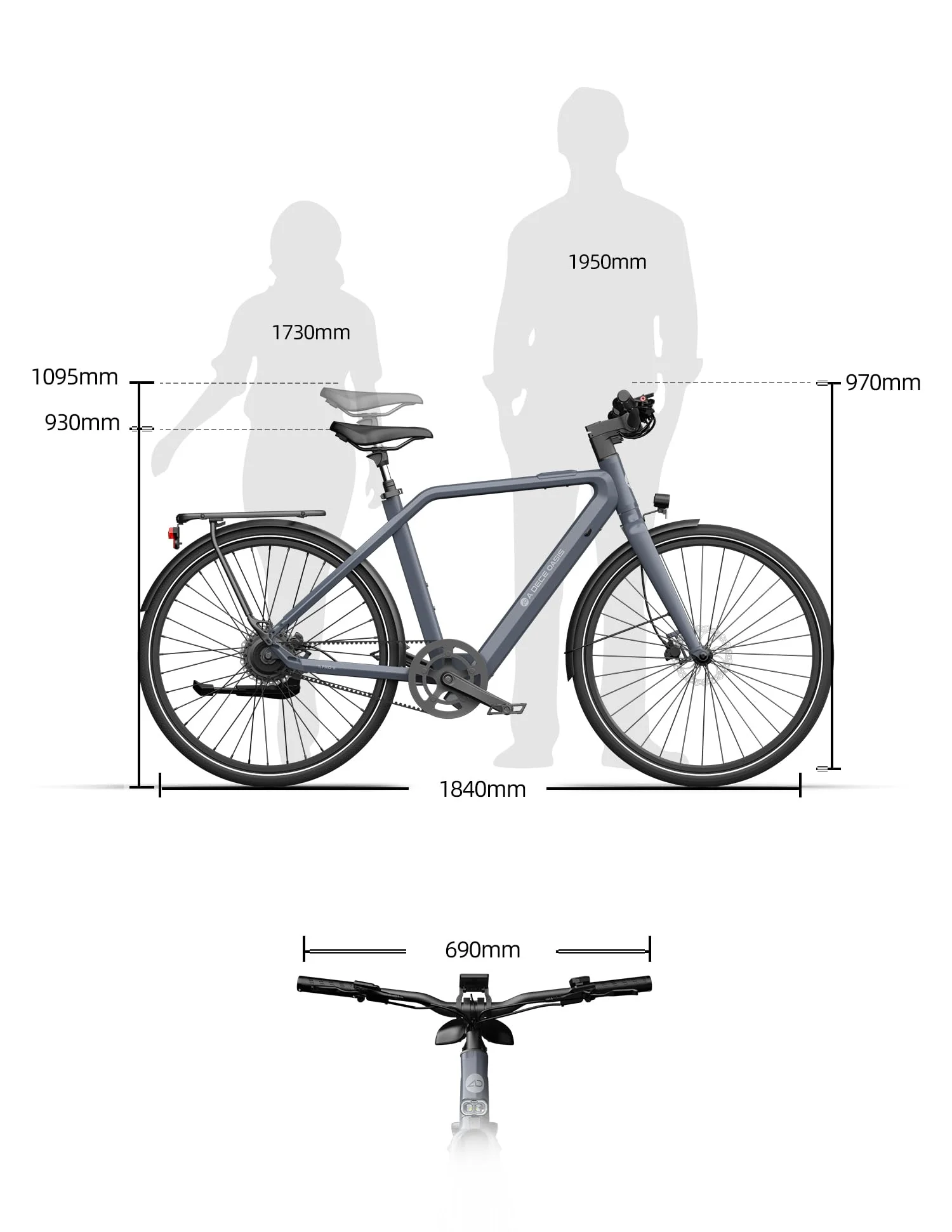 A Dece Oasis ADO e Bike Air30/Air30pro/Air30Ultra, 28 Zoll 700C, Elektrofahrrad,370,00 Wh Akku, ebike Damen/Herren, Riemenantrieb,ADO Smart APP,3,5-Zoll-IPS-Display (Air 30 (1-Speed), Grau) - Image 2