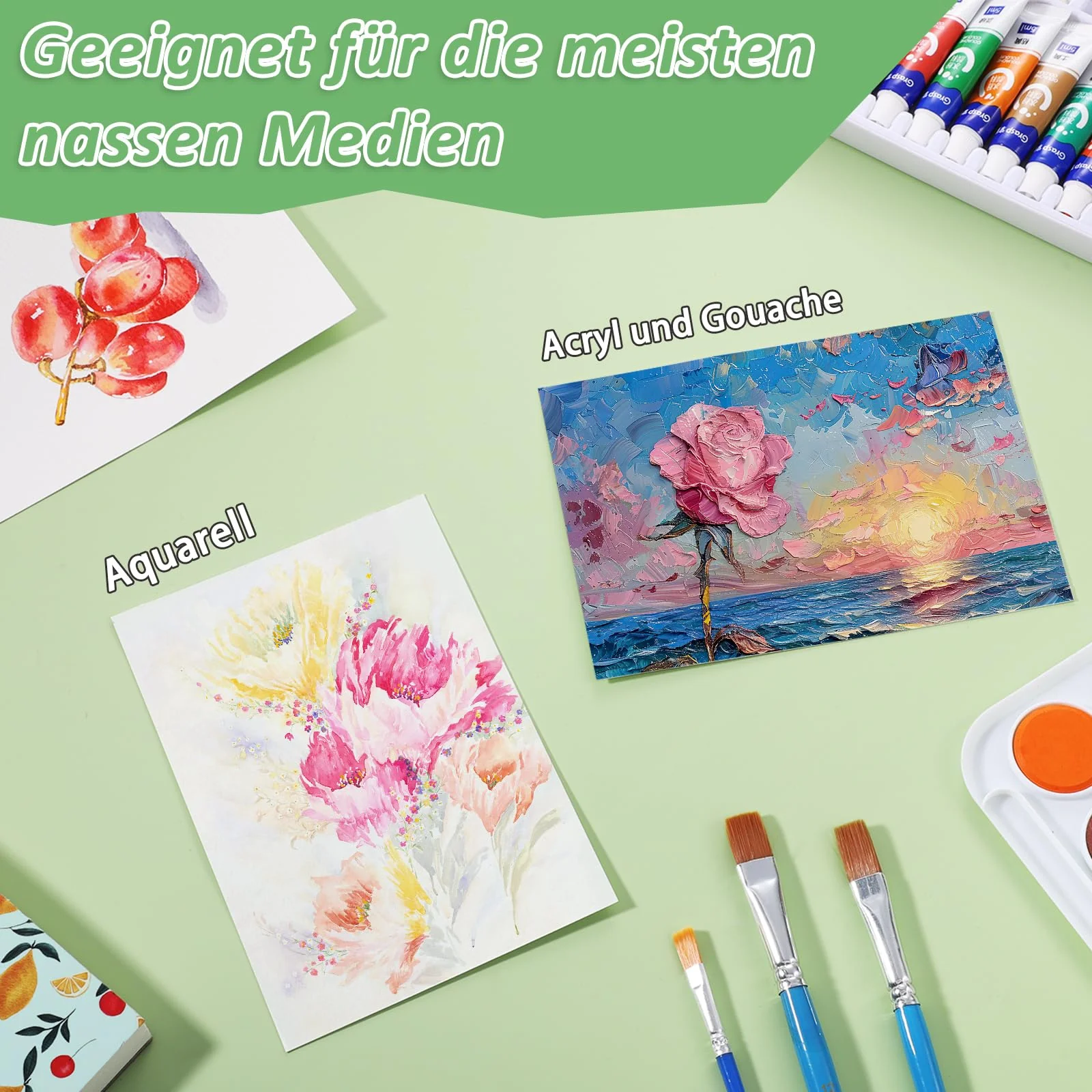 A6 Aquarellpapier, 30 Blatt Zeichenpapier Aqurellpapierblock 300g/㎡ Watercolor Paper für Aquarell Gouache Acryl Zeichnen (4.1 x 5.9in/10.5 x 15cm) - Image 3