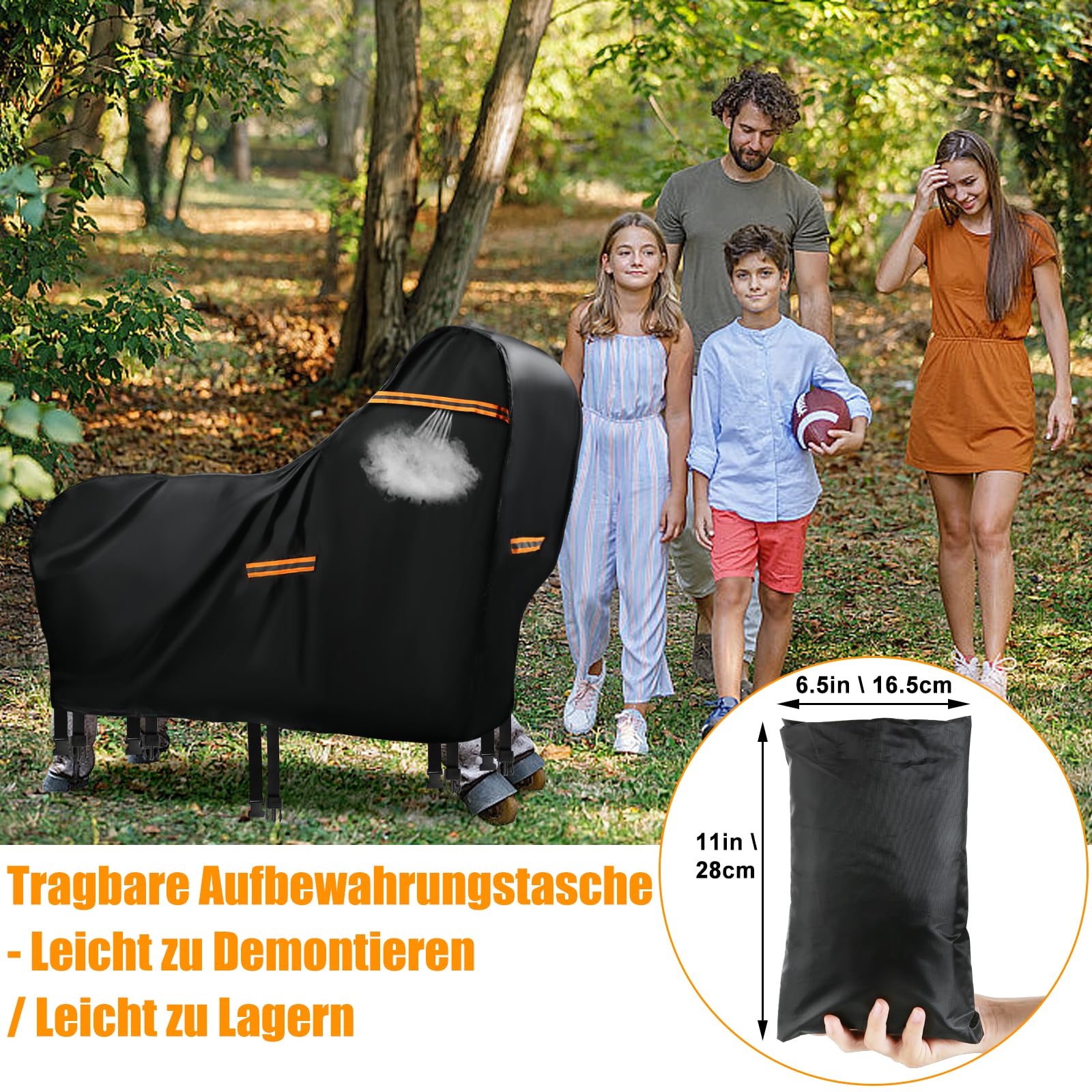 Abdeckung für Holzpferd Wasserdicht Outdoor, 420D Oxford Holzpferd für Draußen Abdeckplanen, UV-beständig Universal Garten-pferd Abdeckplane mit Wasserdichten Streifen & 5 Reflektierenden Streifen - Image 2