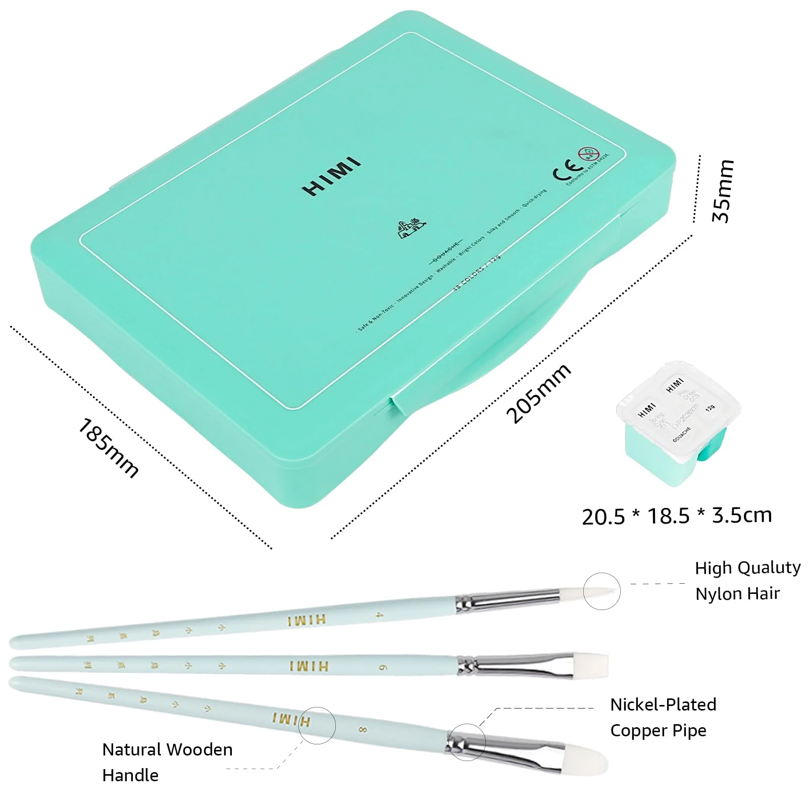 ABEIER HIMI Gouache Farben Set, 48 Farben x 12 ml, einzigartiges Geleebecher-Design mit 3 Malpinseln und einer Palette in einer Tragetasche, perfekt für Künstler, Studenten, Aquarellmalerei - Image 5