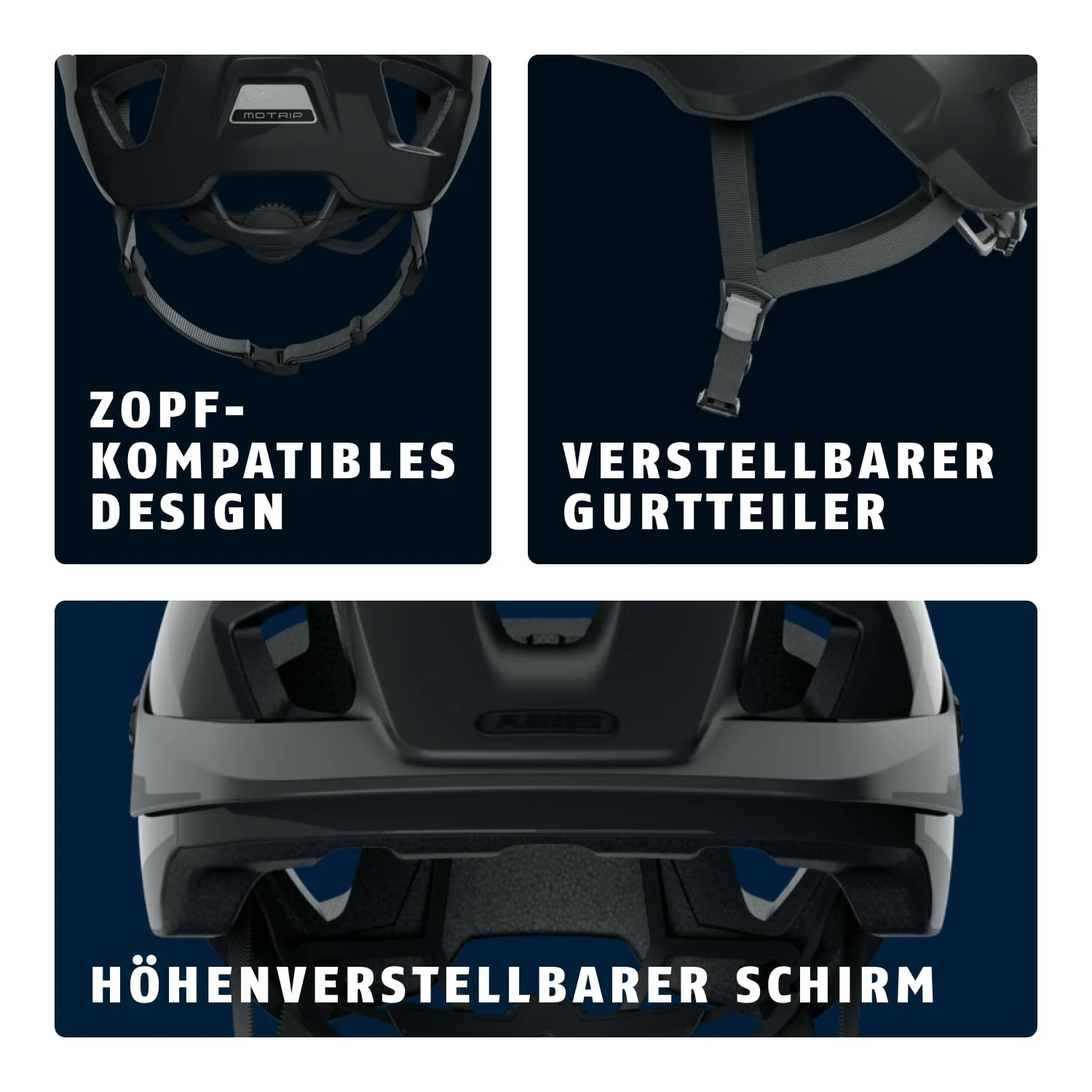 ABUS MTB-Helm MoTrip - robuster Fahrradhelm mit höhenverstellbarem Schirm für Mountainbiker - individuelle Passform - Unisex - Schwarz Glänzend, L, L (57-61 cm) - Image 2