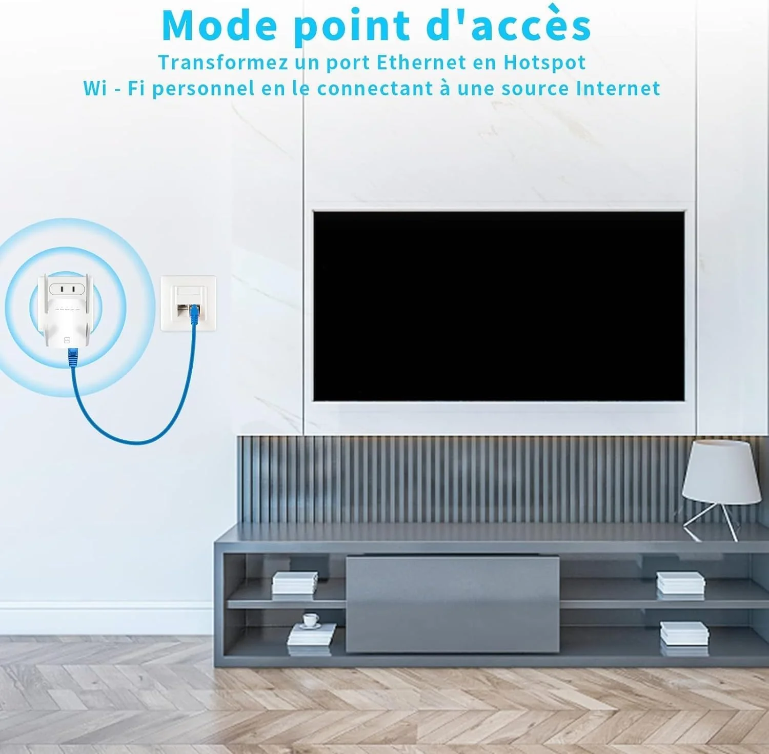 AC1200 WLAN Verstärker, Ultraxtended 1200 Mbit/s WiFi Repeater,2.4Ghz+5G mit LAN anschluss,WPS, Abdeckung bis zu 200 m², Kompatibel mit Alexa, 99% Standard-Routern - Image 3