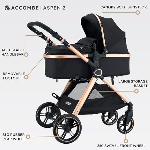 Accombe 2-in-1-Baby-Kinderwagen, umwandelbarer Stubenwagen für Säuglinge und Neugeborene 0-36 Monate - Image 3