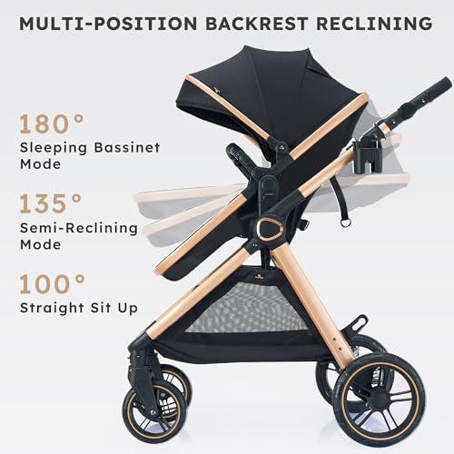 Accombe 2-in-1-Baby-Kinderwagen, umwandelbarer Stubenwagen für Säuglinge und Neugeborene 0-36 Monate - Image 5