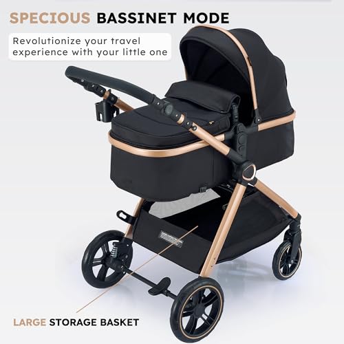 Accombe 2-in-1-Baby-Kinderwagen, umwandelbarer Stubenwagen für Säuglinge und Neugeborene 0-36 Monate - Image 6