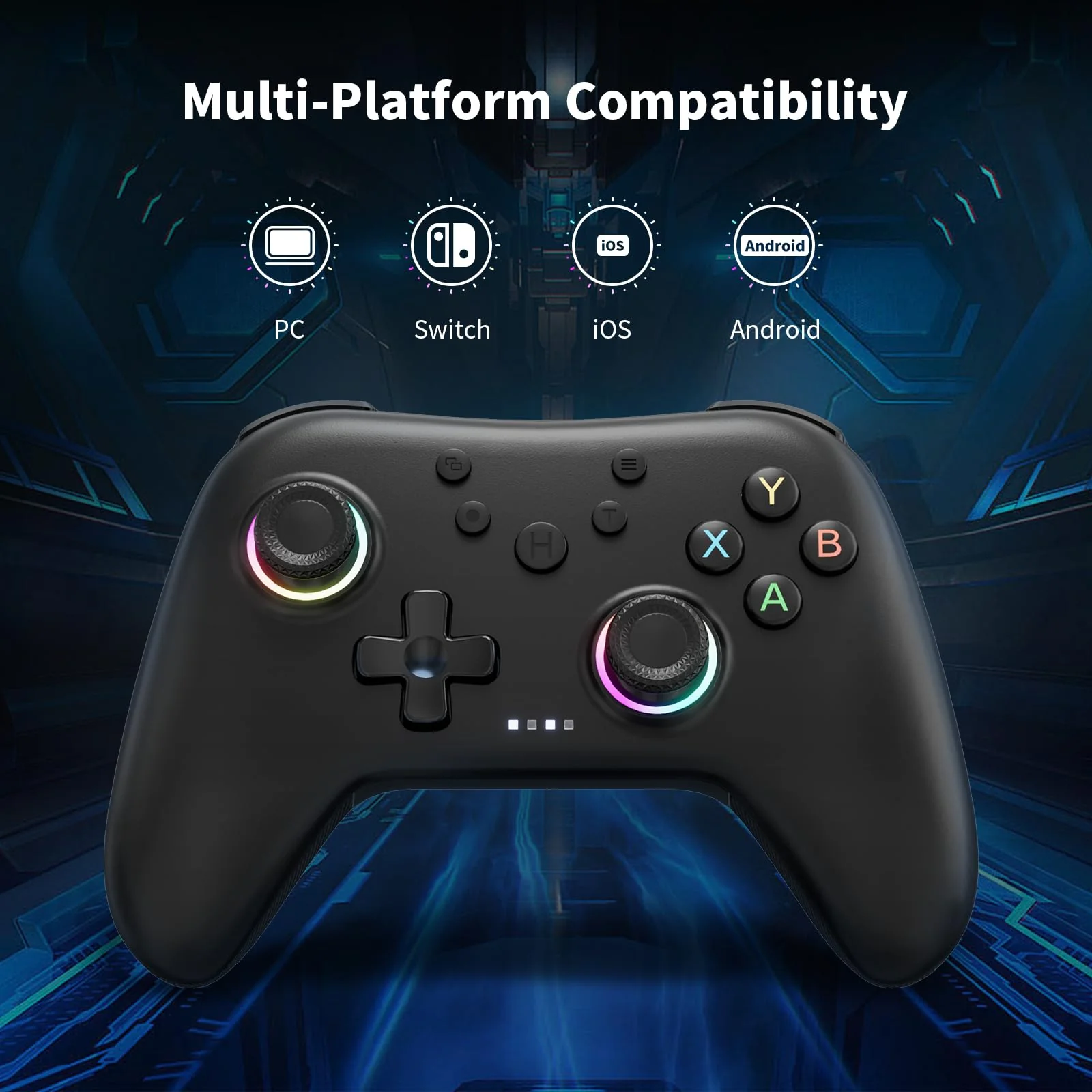 AceGamer 2.4G Wireless Bluetooth Controller für Windows PC/Switch/Stem/iOS/Android,PC Gamepad Joystick mit Hall-Effekt Joystick, programmierbare Rücktaste, Linear Resonant Actuator (Schwarz)