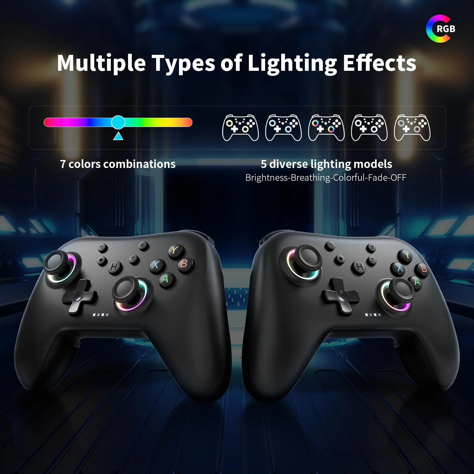 AceGamer 2.4G Wireless Bluetooth Controller für Windows PC/Switch/Stem/iOS/Android,PC Gamepad Joystick mit Hall-Effekt Joystick, programmierbare Rücktaste, Linear Resonant Actuator (Schwarz) - Image 7