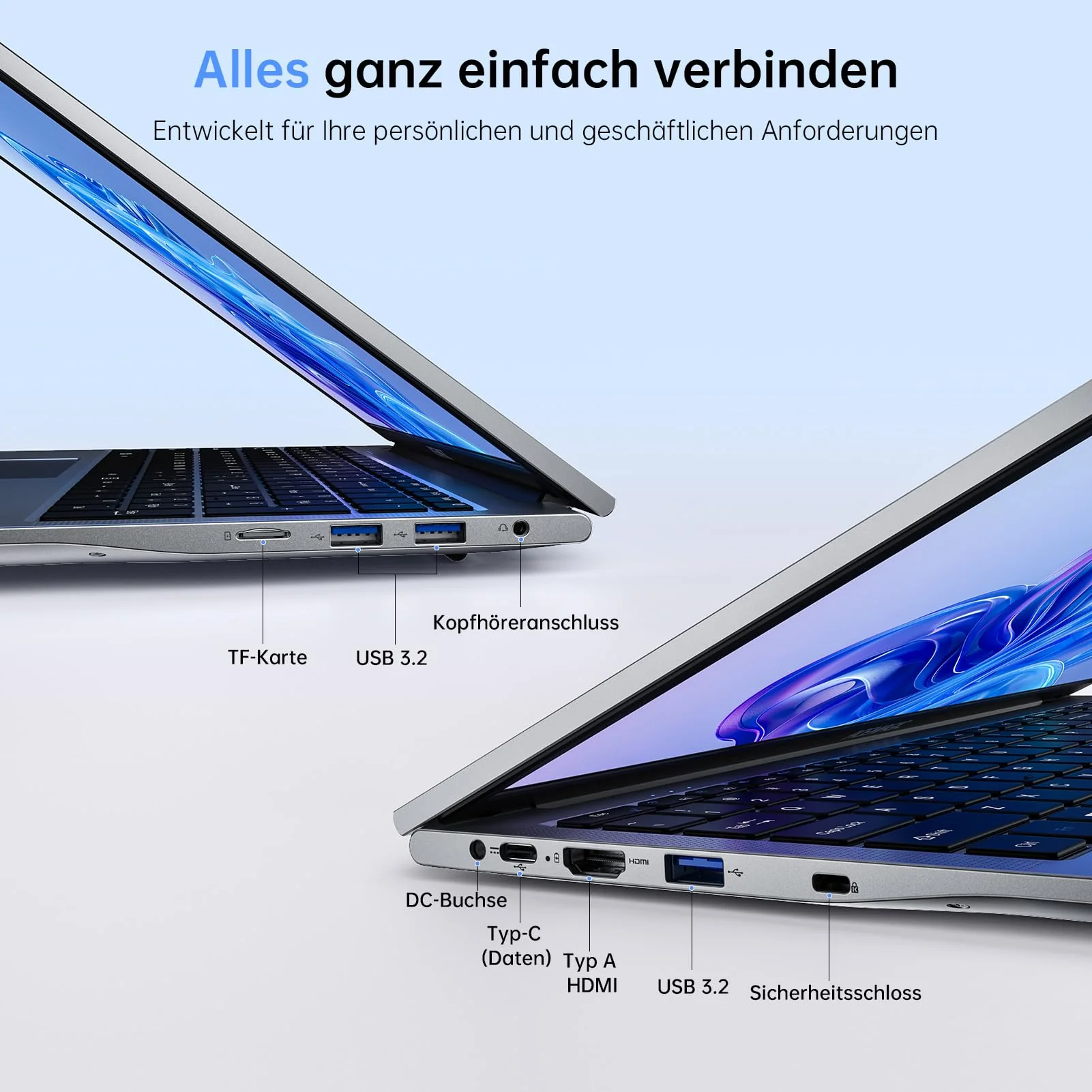 ACEMAGIC 17,3 Zoll Laptop, 16 GB DDR4 512 GB SSD, N-97 Prozessor bis zu 3,6 GHz Laptop Computer,Deutscher Tastaturschutz,WiFi,BT5.0, 3 x USB 3.2, 180° Öffnen und Schließen - Image 4