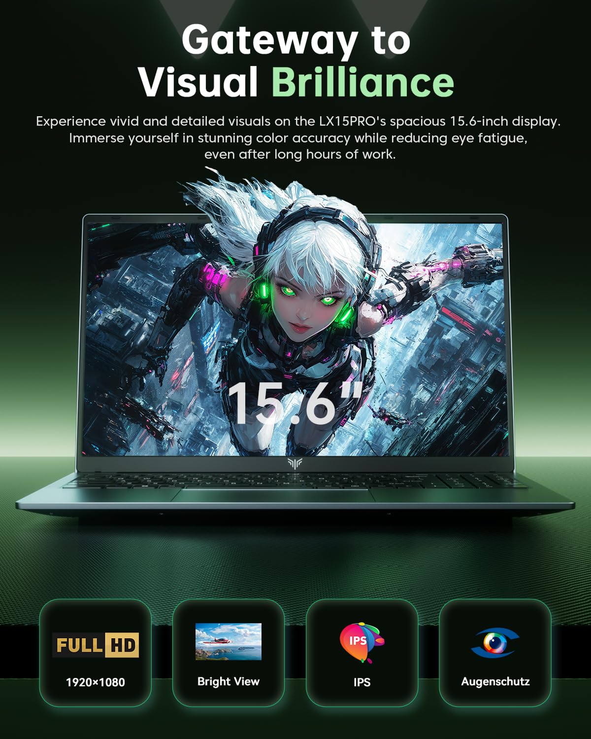 ACEMAGIC Laptop mit Metallgehäuse und Hintergrundbeleuchtetem Laptop Ryzen 5 7430U(8C/16T, bis zu 4,3 GHz) für Notebook,15.6 Zoll FHD,16GB DDR4,512GB M.2 SSD,WiFi 6,BT5. 2,HDMI(Gray) - Image 5