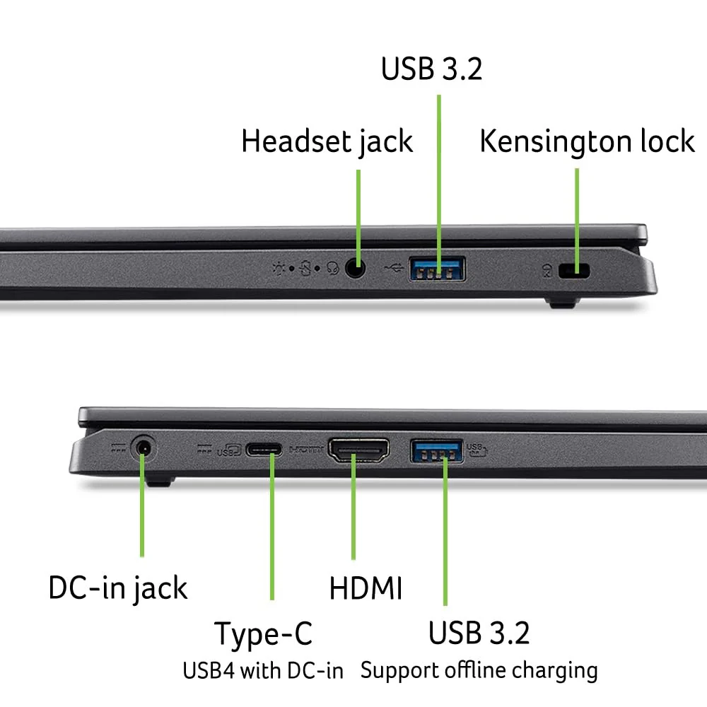 Acer Aspire 15 (A15-41M-R0QX) Laptop, 15,6" FHD IPS Display, AMD Ryzen 5 8640HS, 8 GB RAM, 512 GB SSD, AMD Radeon 760M, Windows 11, QWERTZ Tastatur, grau - Image 6