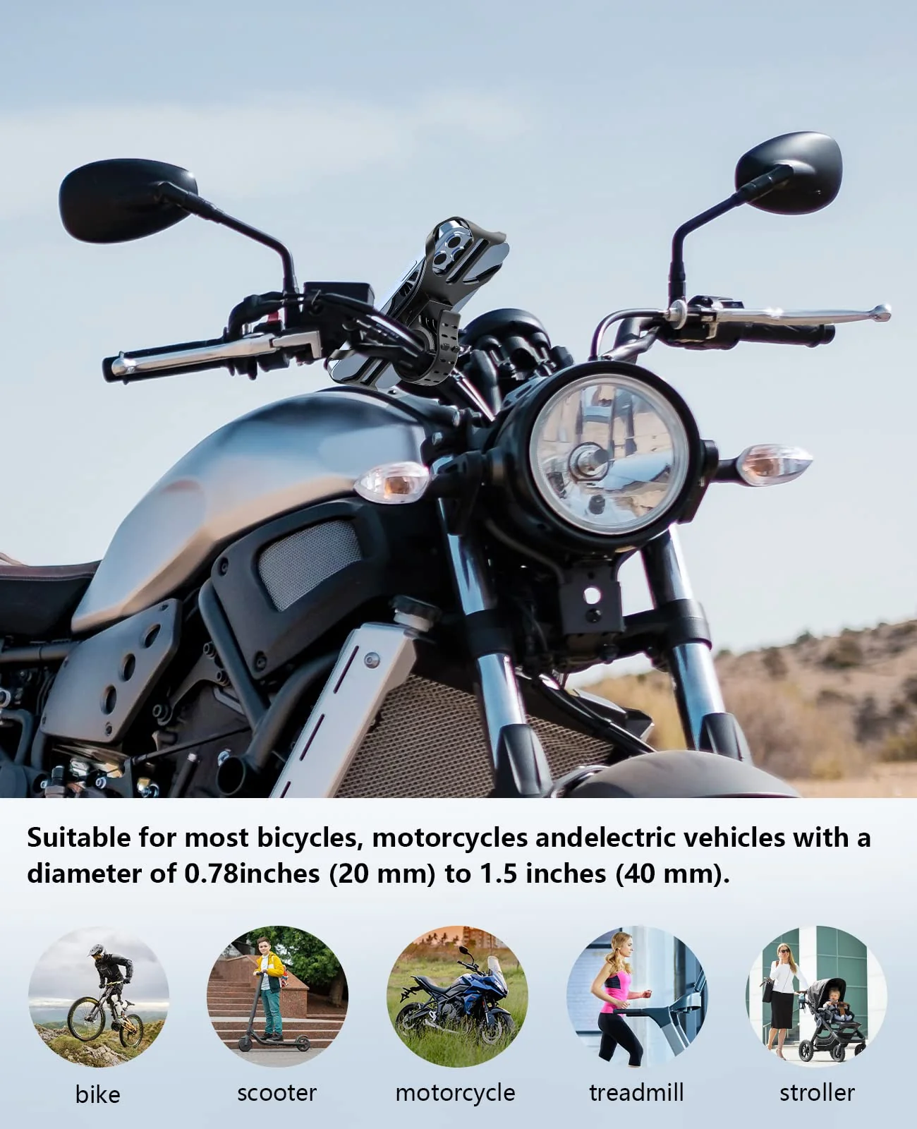 Acrhkoor Handyhalterung Fahrrad, Abnehmbar 360° Verstellbare Fahrrad Handyhalterung, Universal Motorrad Handyhalter für iPhone 13 12 Pro Max Mini, Samsung, Huawei, 4,0''-7,0'' Smartphone - Image 2