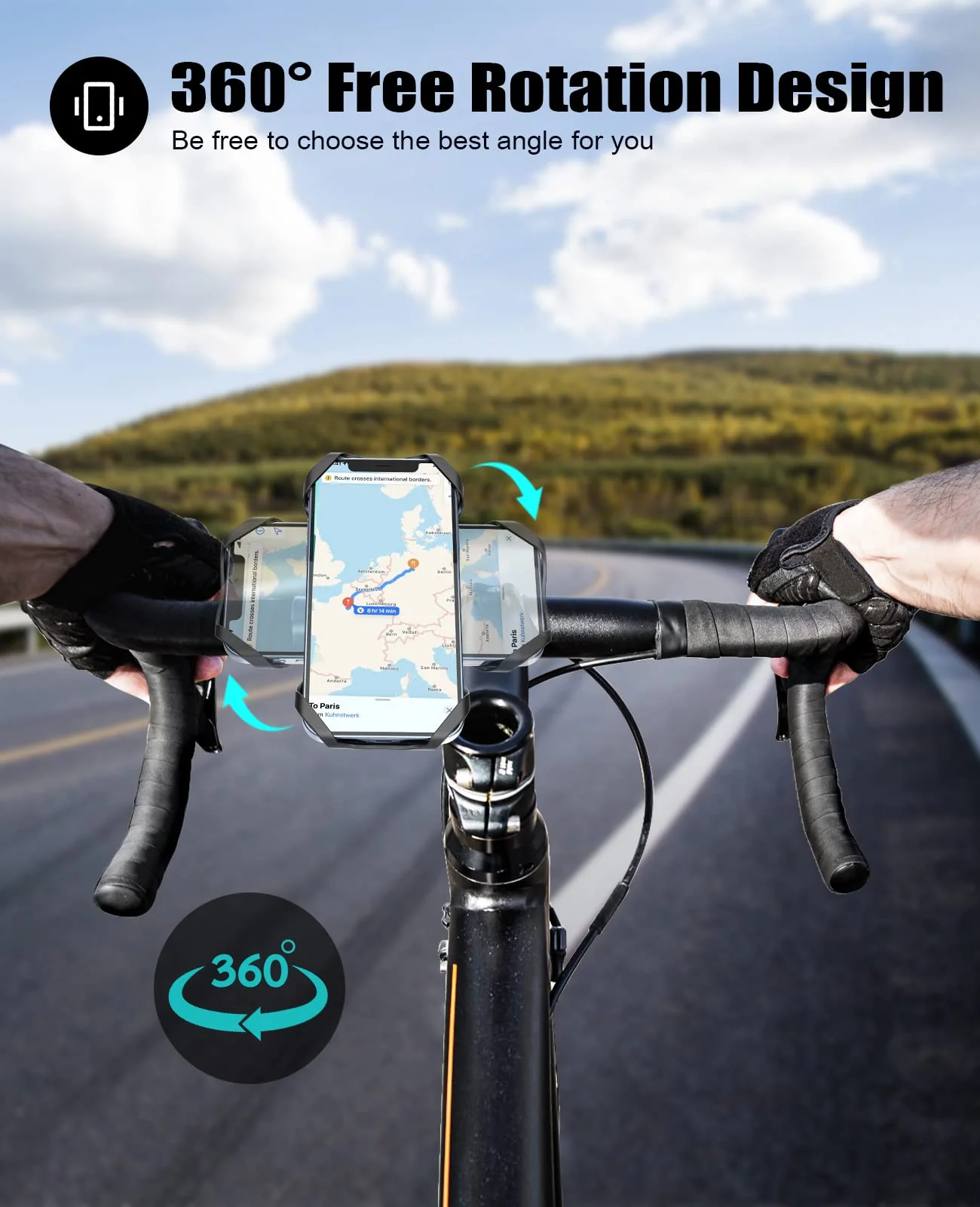 Acrhkoor Handyhalterung Fahrrad, Abnehmbar 360° Verstellbare Fahrrad Handyhalterung, Universal Motorrad Handyhalter für iPhone 13 12 Pro Max Mini, Samsung, Huawei, 4,0''-7,0'' Smartphone - Image 4