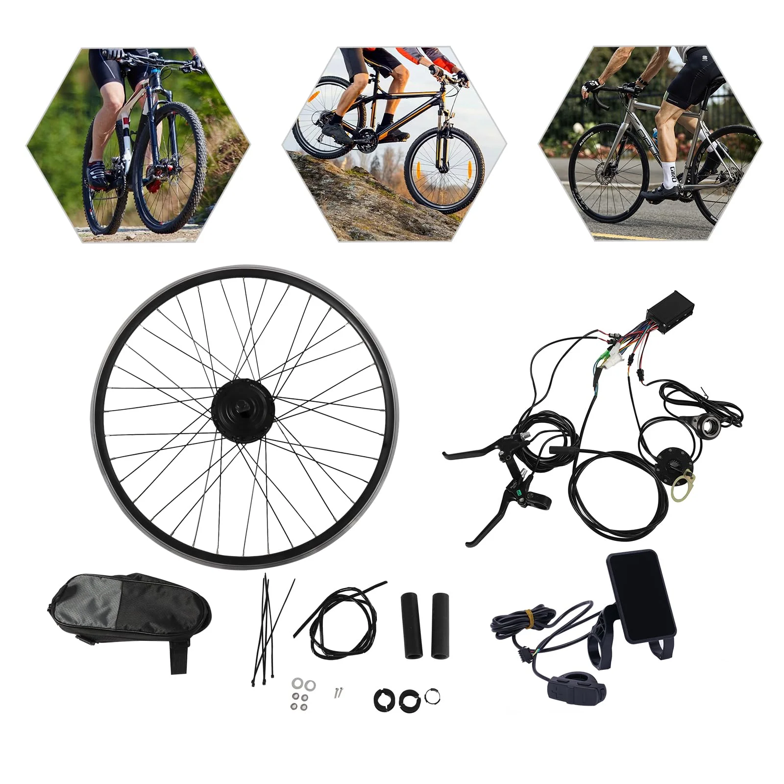 ACROSSPART 28"/29"/700C E-Bike Umbausatz, Elektrofahrrad Umbausatz Vorderrad 36V 250W, Ebike Vorderrad Umbausatz Kit mit LCD Funktion, V-Bremse/Scheibenbremse, Bürstenloser Motor Fahrrad Umbausatz - Image 2