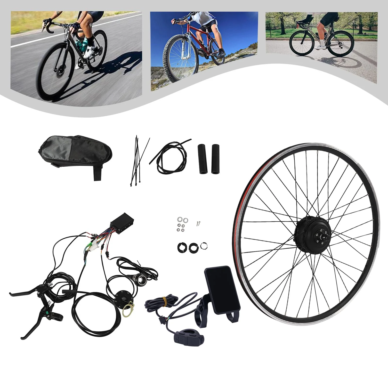 ACROSSPART 28"/29"/700C E-Bike Umbausatz, Elektrofahrrad Umbausatz Vorderrad 36V 250W, Ebike Vorderrad Umbausatz Kit mit LCD Funktion, V-Bremse/Scheibenbremse, Bürstenloser Motor Fahrrad Umbausatz - Image 3