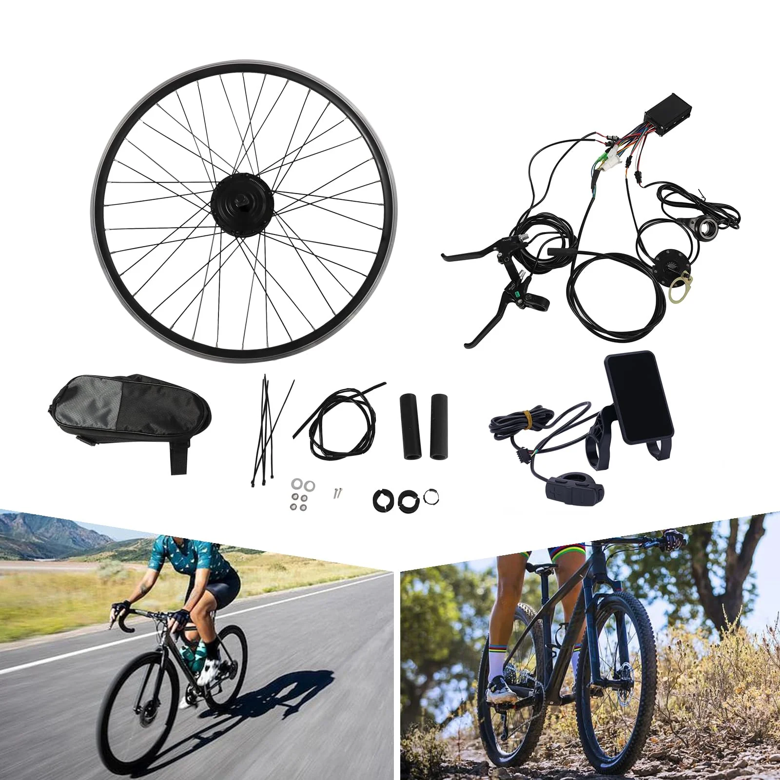 ACROSSPART 28"/29"/700C E-Bike Umbausatz, Elektrofahrrad Umbausatz Vorderrad 36V 250W, Ebike Vorderrad Umbausatz Kit mit LCD Funktion, V-Bremse/Scheibenbremse, Bürstenloser Motor Fahrrad Umbausatz - Image 7