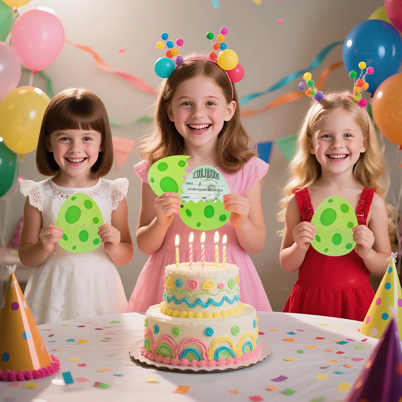 Acsatont Dinosaurier Einladungskarten Kindergeburtstag Jungs Mädchen, 12 Deutsche Einladungskarten 12 Umschläge, Einladungskarte Geburtstag Junge Madchen Partyeinladungen Einladungen Kinder - Image 2
