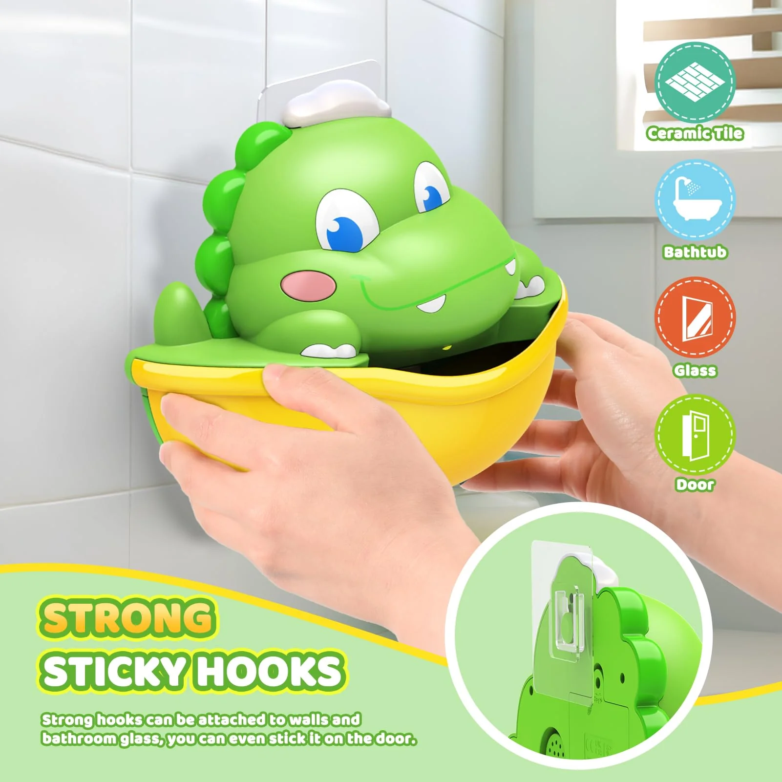 Adeokay Badewannenspielzeug ab 1 2 3 Jahre, Spielzeug ab 1 2 3 Jahre Schaummaschine Badewanne Leuchtende Dinosaurier Badespielzeug, Kinderspielzeug ab 1 2 3 4 Jahre Geschenk Junge 1-4 Jahre - Image 6