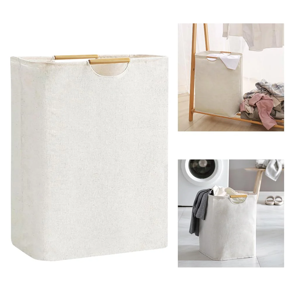 ADERTOS Wäschekorb Faltbarer Wäschesammler 60L Beige Wäsche Körbe mit Henkel Wasserdicht 55 * 40 * 25cm Laundry Basket Wäschesack für Schlafzimmer, Badezimmer,Schlafsaal, Wohnzimmer Bad - Image 2