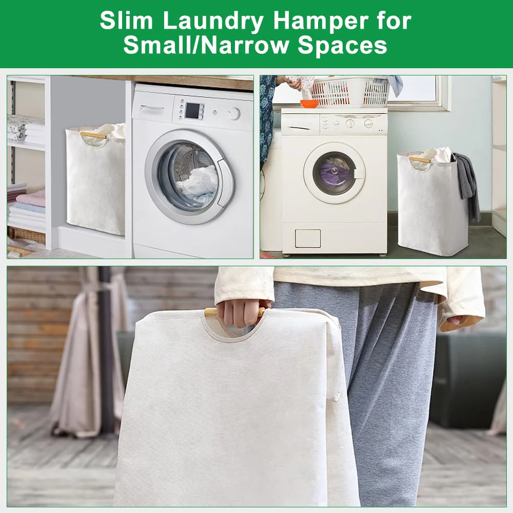 ADERTOS Wäschekorb Faltbarer Wäschesammler 60L Beige Wäsche Körbe mit Henkel Wasserdicht 55 * 40 * 25cm Laundry Basket Wäschesack für Schlafzimmer, Badezimmer,Schlafsaal, Wohnzimmer Bad - Image 4