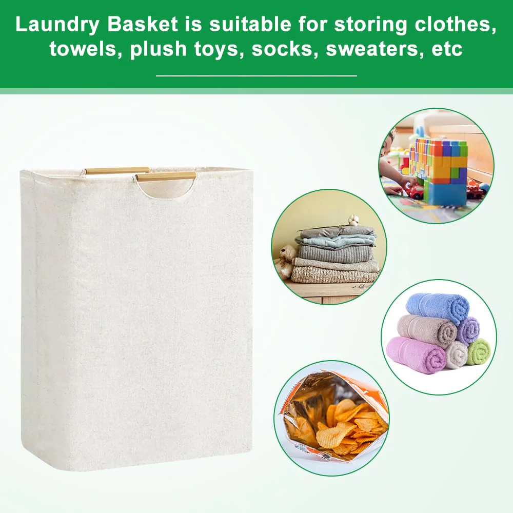 ADERTOS Wäschekorb Faltbarer Wäschesammler 60L Beige Wäsche Körbe mit Henkel Wasserdicht 55 * 40 * 25cm Laundry Basket Wäschesack für Schlafzimmer, Badezimmer,Schlafsaal, Wohnzimmer Bad - Image 5