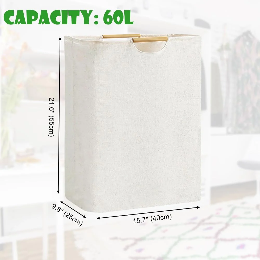 ADERTOS Wäschekorb Faltbarer Wäschesammler 60L Beige Wäsche Körbe mit Henkel Wasserdicht 55 * 40 * 25cm Laundry Basket Wäschesack für Schlafzimmer, Badezimmer,Schlafsaal, Wohnzimmer Bad - Image 7