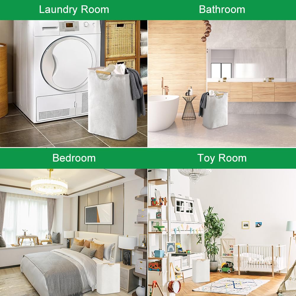ADERTOS Wäschekorb Faltbarer Wäschesammler 60L Beige Wäsche Körbe mit Henkel Wasserdicht 55 * 40 * 25cm Laundry Basket Wäschesack für Schlafzimmer, Badezimmer,Schlafsaal, Wohnzimmer Bad - Image 8