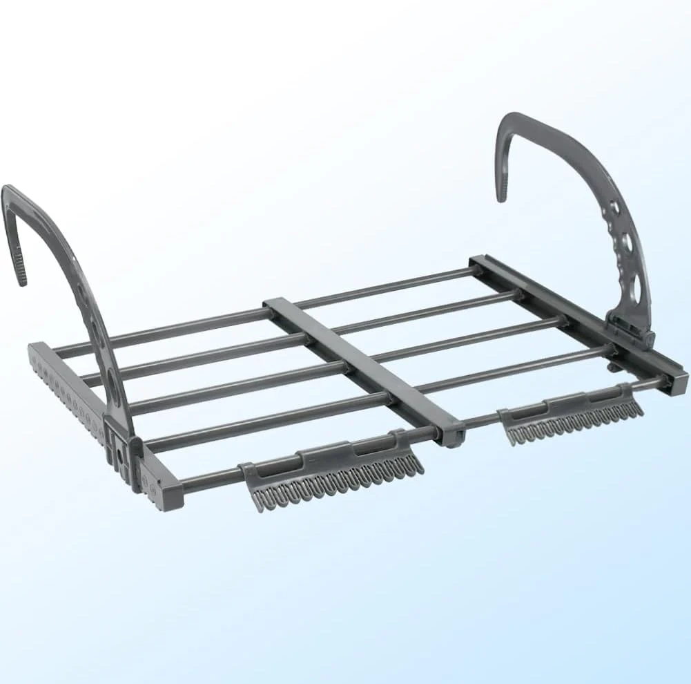 ADERTOS Wäschetrockner Heizkörper Ausziehbar Hängetrockner 32-55cm Breite Schwarz Klappbar Balkonwäschetrockner Stahl Kunststoff Wäschehänger Wäscheständer Heizung Wäschehalter für Kleindung Socken - Image 3