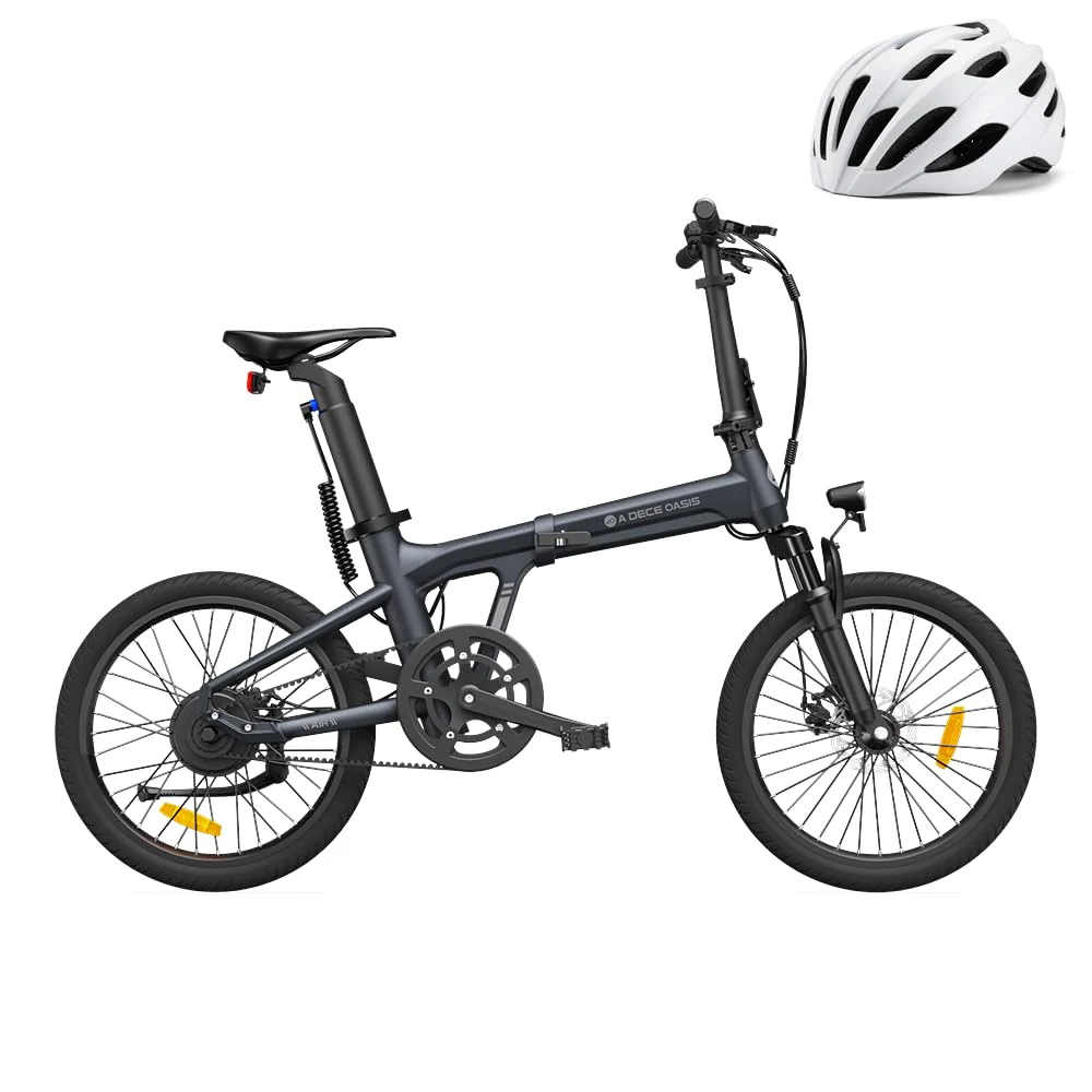 ADO E-Bike Air 20S E-Fahrrad Faltbar, klapprad Riemenantrieb,Citybike, 1 Gang, Hintermotor, Helm, ebike Damen/Herren,StVZO mit Handyhalter.Gray