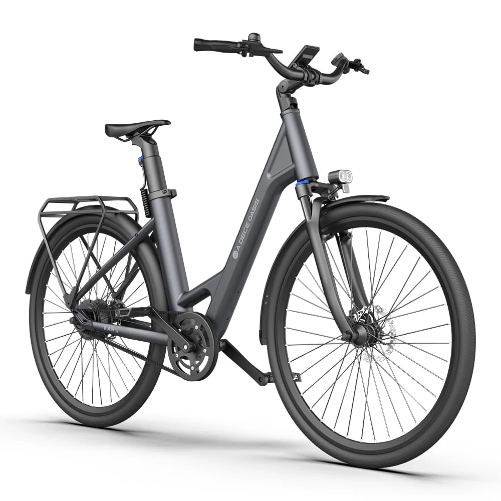 ADO E-Bike Air 28 Elektrofahrrad,Pedelec Riemenantrieb,28 Zoll, 1 Gang, Heckmotor, 345,00 Wh Akku, ebike Damen/Herren, 36V 250W Bürstenloser Motor,Grau