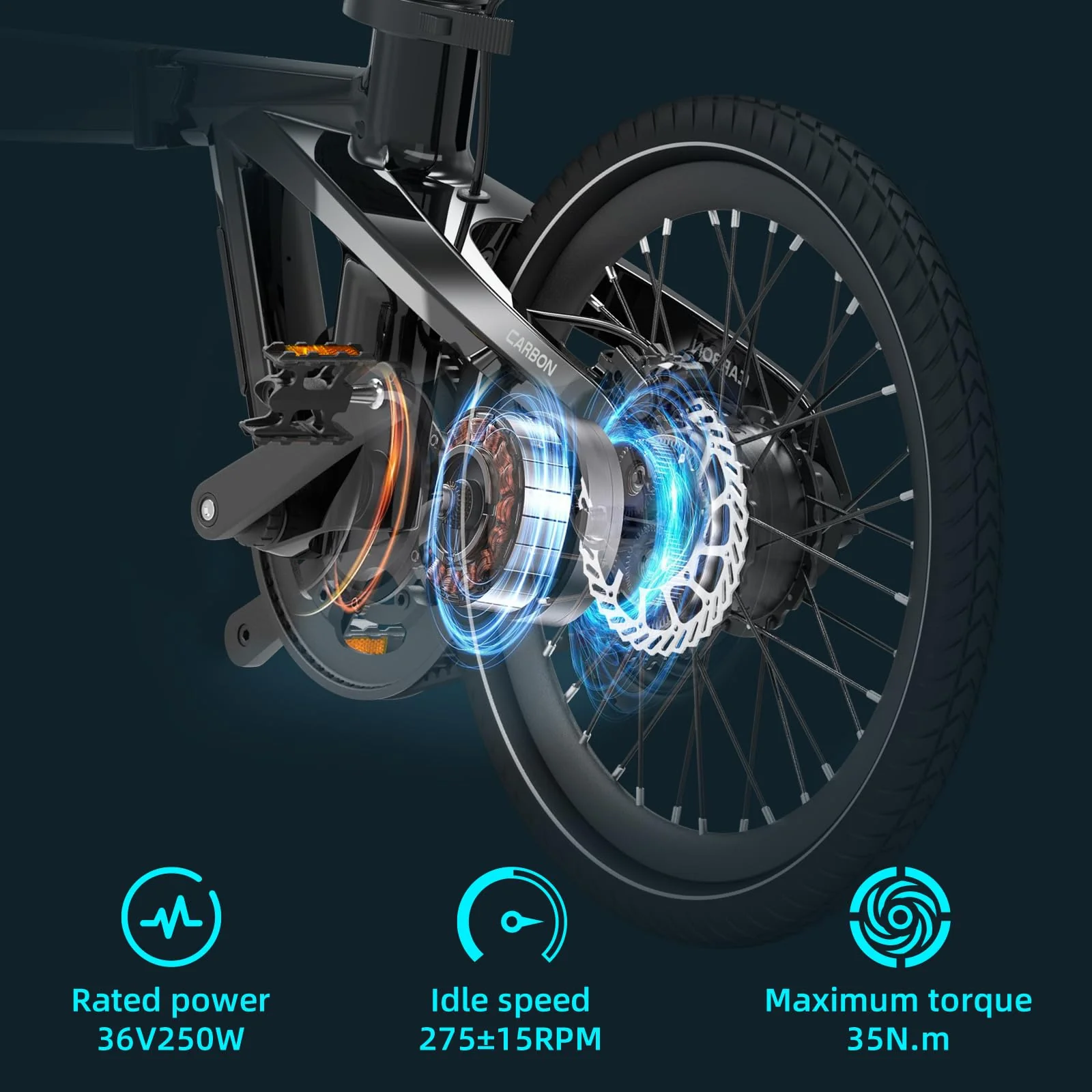 ADO E-Bike Air Carbon Elektrofahrrad, 2*Elektrofahrrad,ebike Damen/ebike Herren,Bike,klapprad Riemenantrieb 14,5Kg IPS LCD Display, GPS,ADO APP,250W (Schwarz+Schwarz) - Image 5