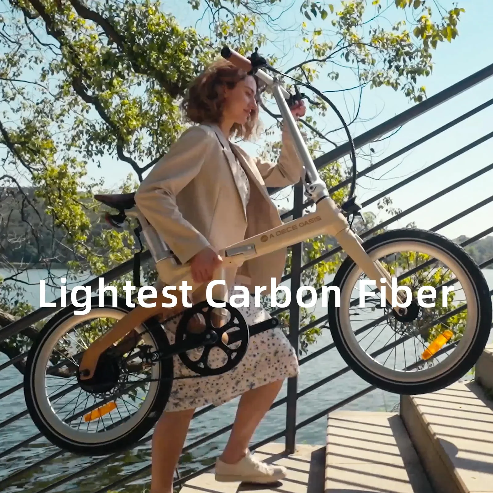 ADO E-Bike Air Carbon Elektrofahrrad, 2*Elektrofahrrad,ebike Damen/ebike Herren,Bike,klapprad Riemenantrieb 14,5Kg IPS LCD Display, GPS,ADO APP,250W (Weiß+Schwarz) - Image 2