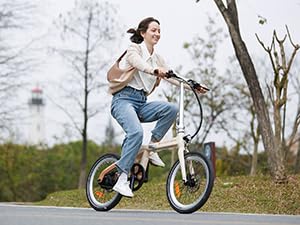ADO E-Bike Air Carbon Elektrofahrrad, ebike Damen/ebike Herren,Bike,klapprad Riemenantrieb 14,5Kg IPS LCD Display, GPS,ADO APP,250W (Beige) - Image 2