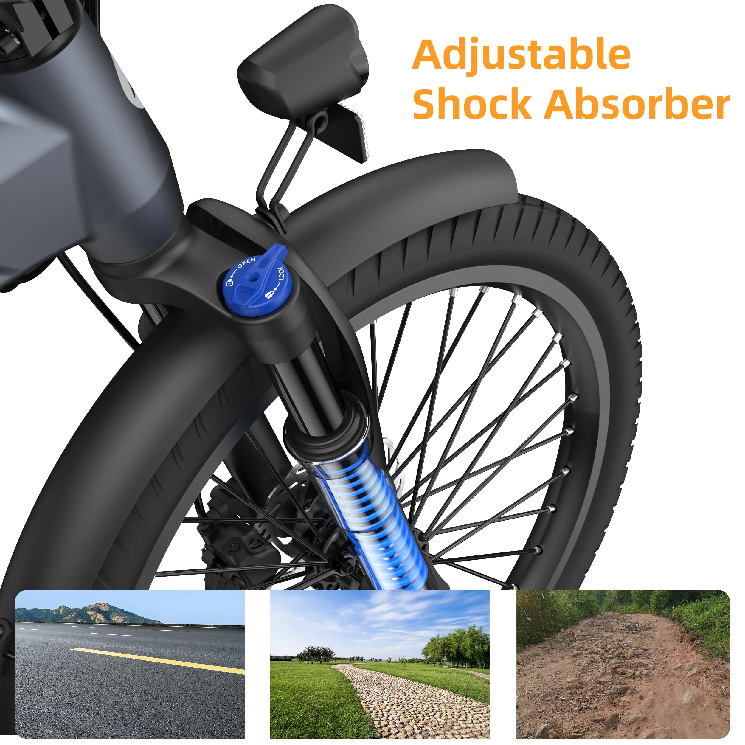 ADO E-Bike Air20Pro, Electric Bikes,klapprad e-Bike,Riemenantrieb,e Bike 20 Zoll, 2 Gang, ADO Smart APP,BAFANG Bürstenloser Motor,3,5-Zoll-IPS-Display,ebike Damen/Herren (Blue) - Image 4