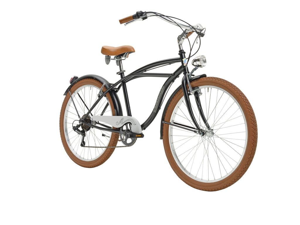 Adriatica Bazam - Cruiser-Fahrrad für Herren, 26 Zoll, 6 Gänge, Stahlrahmen, Größe 45, mattschwarz - Image 2