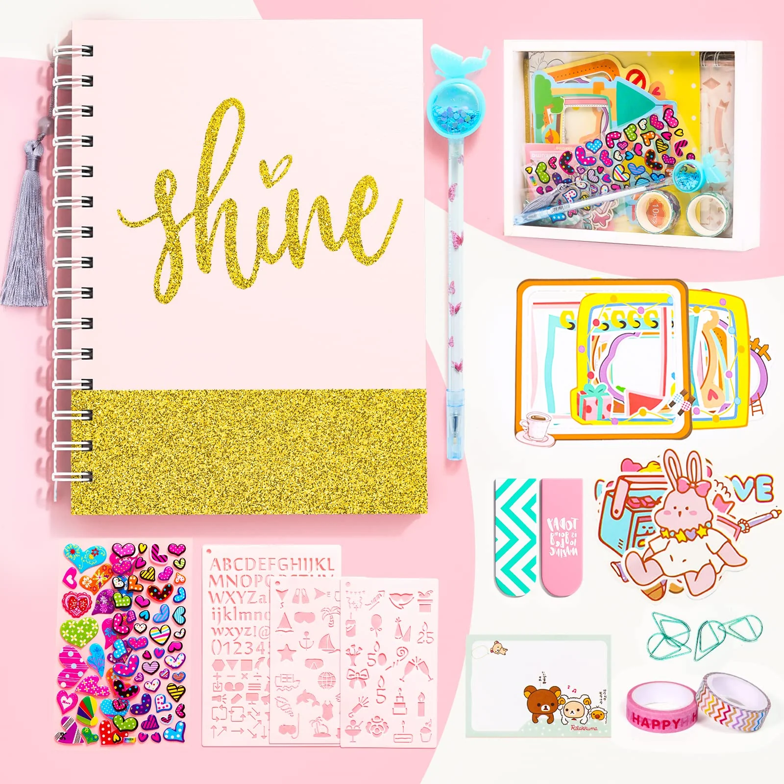 ADUSRIZ DIY Tagebuch Geschenkset für Mädchen, Geschenk Mädchen 8 9 10 11 12 13 14 Jahre, Basteln Mädchen und Scrapbook Set, Kreative Geschenke für Teenager Mädchen 8-14 Jahre