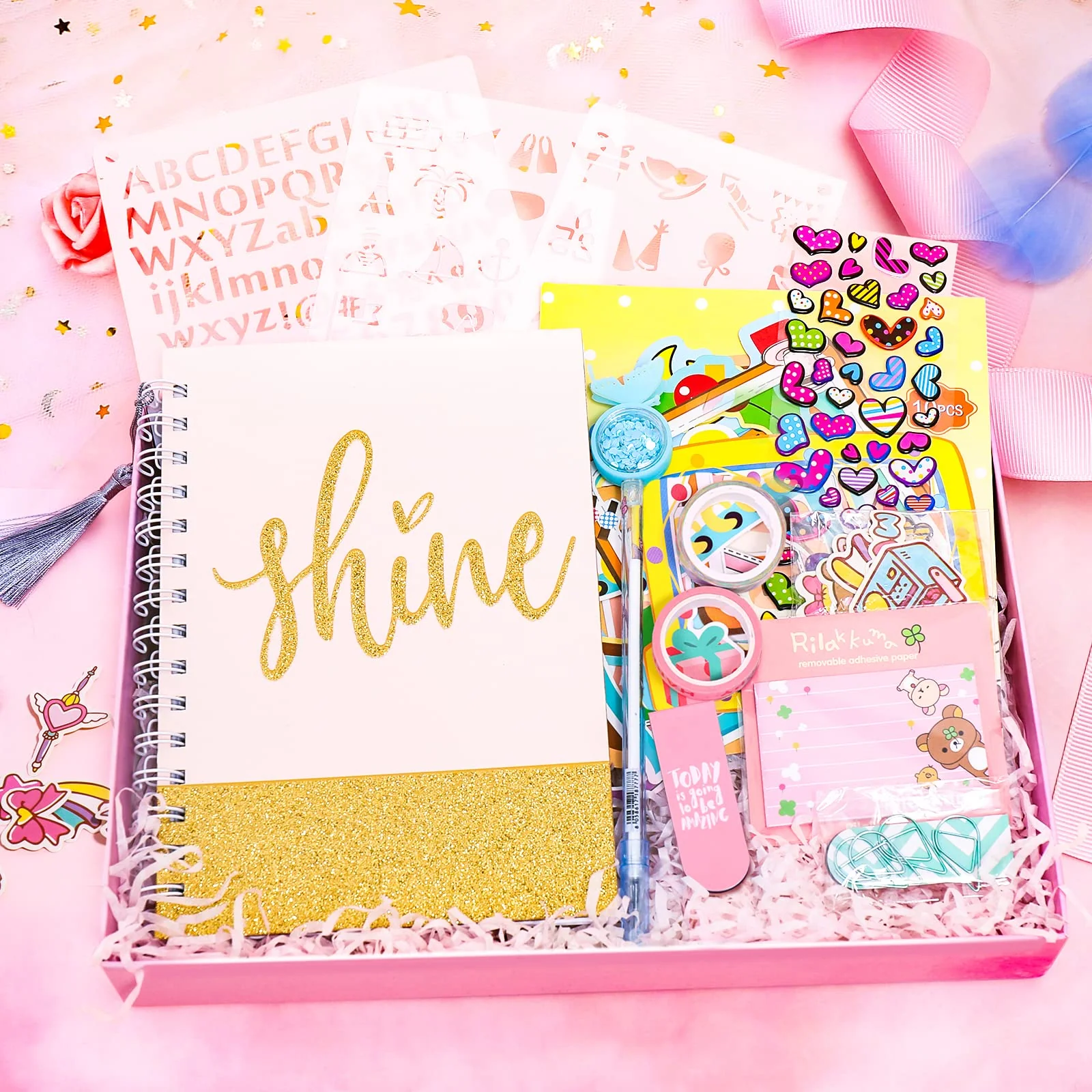 ADUSRIZ DIY Tagebuch Geschenkset für Mädchen, Geschenk Mädchen 8 9 10 11 12 13 14 Jahre, Basteln Mädchen und Scrapbook Set, Kreative Geschenke für Teenager Mädchen 8-14 Jahre - Image 2