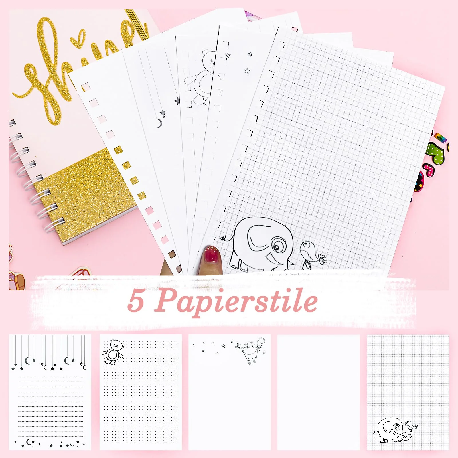 ADUSRIZ DIY Tagebuch Geschenkset für Mädchen, Geschenk Mädchen 8 9 10 11 12 13 14 Jahre, Basteln Mädchen und Scrapbook Set, Kreative Geschenke für Teenager Mädchen 8-14 Jahre - Image 3