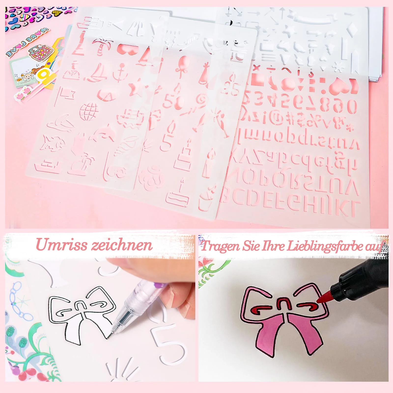 ADUSRIZ DIY Tagebuch Geschenkset für Mädchen, Geschenk Mädchen 8 9 10 11 12 13 14 Jahre, Basteln Mädchen und Scrapbook Set, Kreative Geschenke für Teenager Mädchen 8-14 Jahre - Image 4