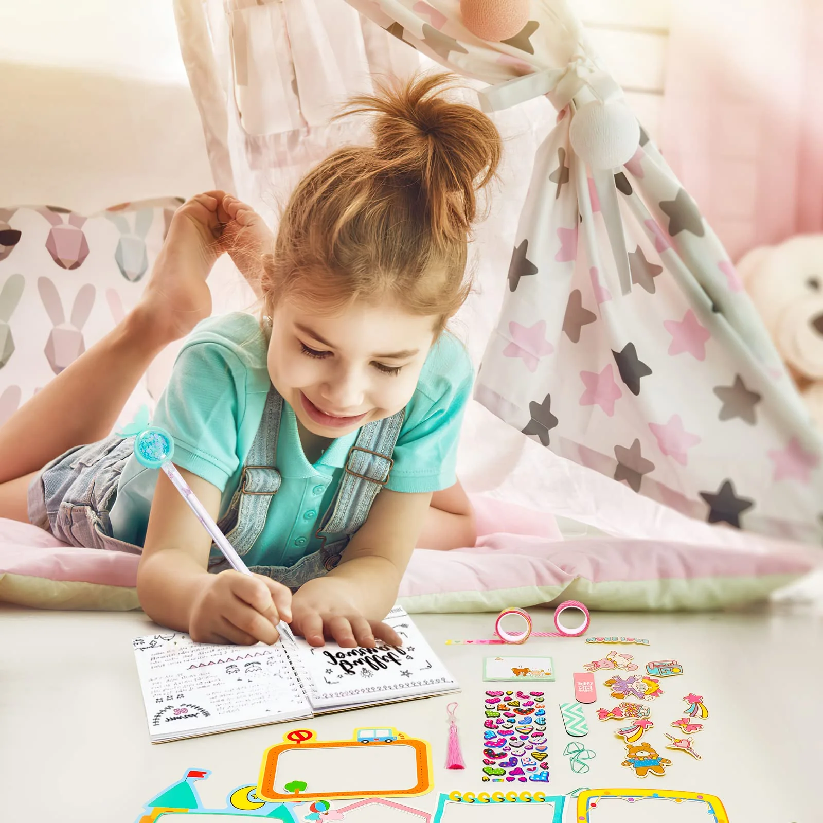 ADUSRIZ DIY Tagebuch Geschenkset für Mädchen, Geschenk Mädchen 8 9 10 11 12 13 14 Jahre, Basteln Mädchen und Scrapbook Set, Kreative Geschenke für Teenager Mädchen 8-14 Jahre - Image 5